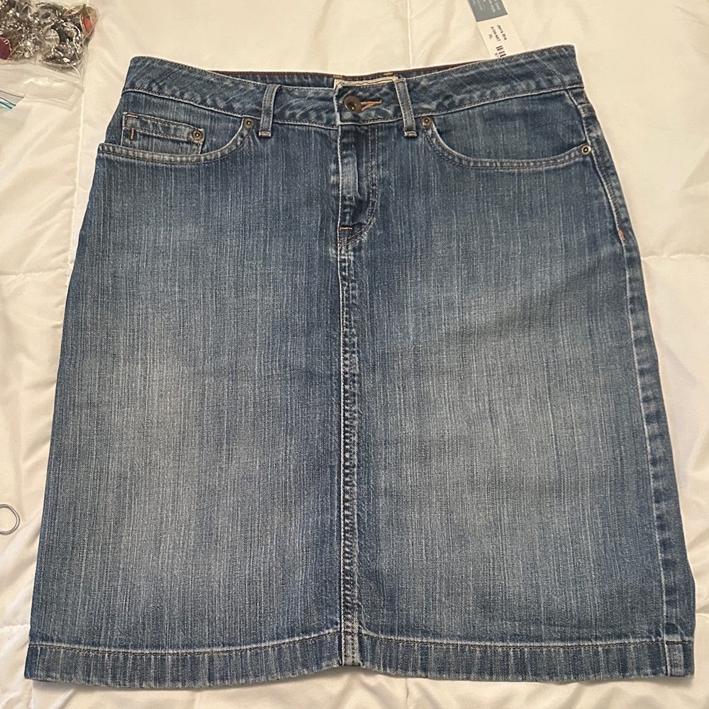 L.L. Bean Blue Denim Midi Skirt (B)